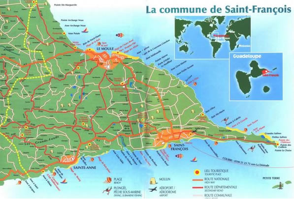 Carte de Saint-François en Guadeloupe